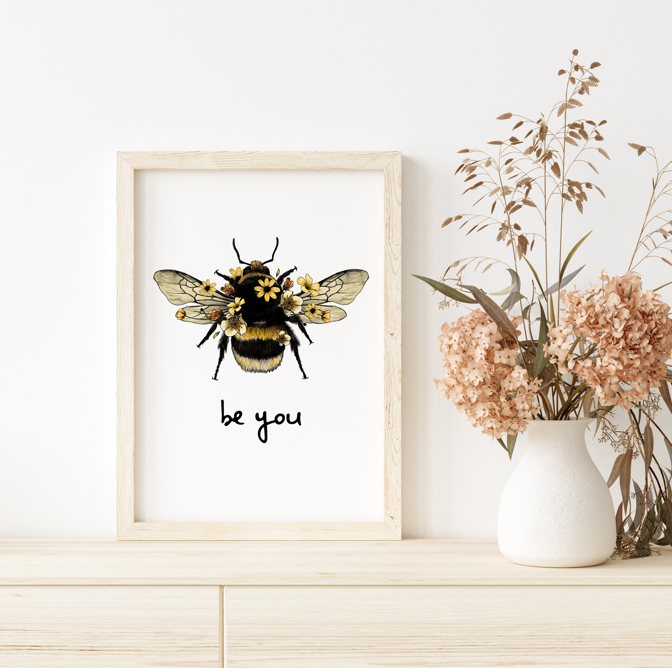 Keep Calm Honey Bee Collecting Honey Love bumble bee ,Gift friend Funny Art  Design Happy Apparel Essential Inspiration Joy Mood | Art Print