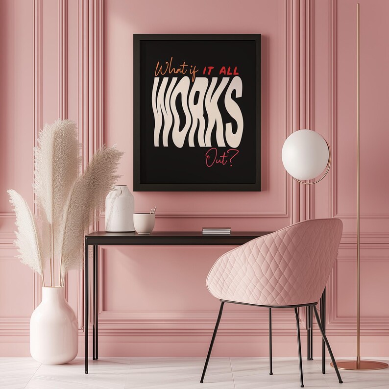 Preppy Wall Art What If It All Works Out Print Trendy Wavy Poster Retro