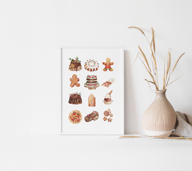 Julväggkonst utskrivbara rustika juldekorationer | Utskrivbar väggkonst med lantlig jul, digital nedladdning av pepparkaksgubben bild 5