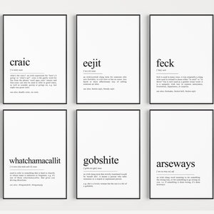 Funny Irish Gifts, Set of 6 Irish Prints, Irish Art, Gallery Wall Art Ireland Posters, Irish Sayings definition print, Printable | DIGITAL