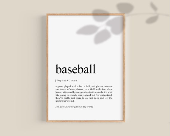 Baseball Definition Print, Father's Day Baseball Poster, Baseball Mom gift, Baseball Dad Art, Teen room decor, fan gift, printable, DOWNLOAD