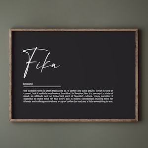 Fika Poster, Fika Definition Print, Fika Gift, Nordic Definition, Scandinavian Print, Swedish print, Swedish gifts, Printable wall art