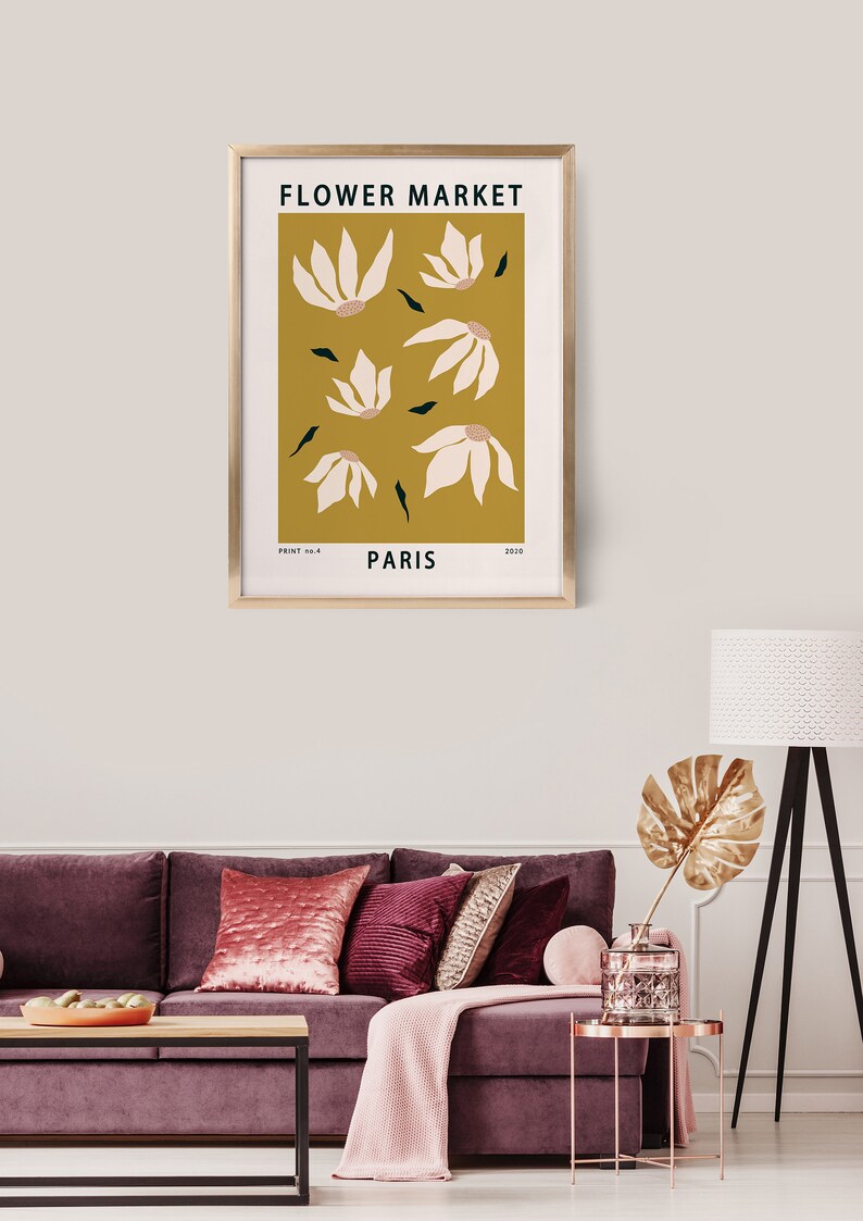 PARIS Flower market poster Love Paris Wall Art Gift Trendy abstract floral art print for Paris Lover Retro flower print digital download image 5