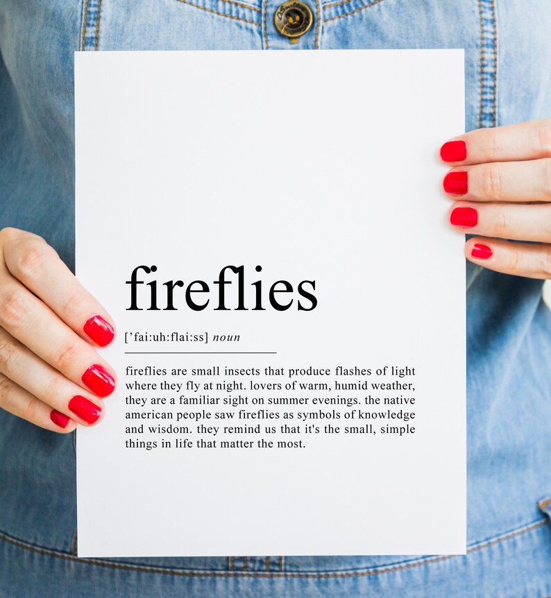 Fireflies Definition Print, Firefly Wall Art, Summer Prints, Camping ...