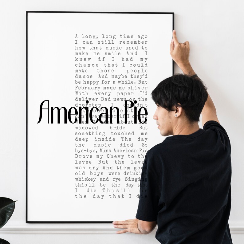 AMERICAN PIE Lyrics Don McLean Song klassische Sing | Etsy
