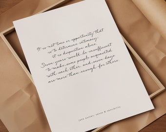 Jane Austen Sense & Sensibility Quote, Jane Austen Quotes, Monstera Line Art, Jane Austen Gifts, Literary gifts, printable wall art