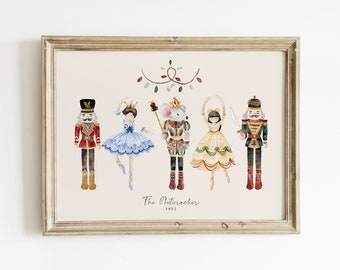 Nutcracker Print, Vintage Christmas Watercolor Printable wall art, Christmas Nursery Wall Prints, Kids Xmas digital home decor | DOWNLOAD