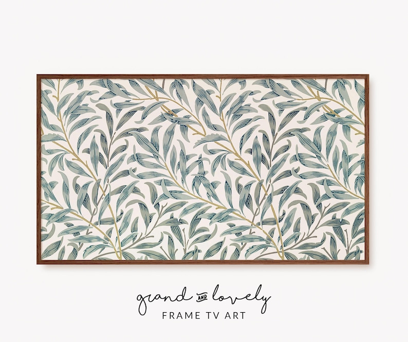 Samsung Frame TV Art William Morris | Willow Bough Vintage Flower Art, Soft Sage Green Floral Print, Delicate Botanical Art Digital Download image 1