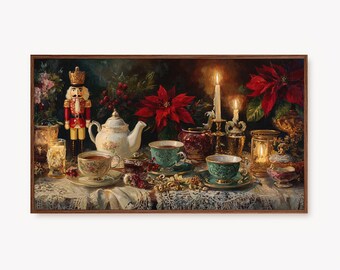 Marco de pantalla Cascanueces, arte navideño vintage para televisores Samsung Frame (descarga digital)