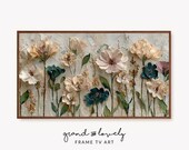 Flower Frame TV Art 3D Impasto Oil Painting for TV Textured Pressed Flowers Artwork, Brush Strokes Print (Digital Download)