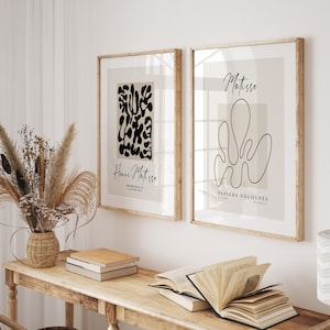 Conjunto de impressão Matisse de 2 na moda Matisse Art Deco Arte de parede Bege Matisse Modern Abstract Museum Exhibition Poster Bestseller para impressão DIGITAL