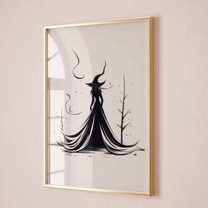 Witch Halloween print, Minimalist Halloween Poster, Abstract Witch art, Witchy Gifts Spooky Halloween Witchy Home Decor Printable Wall Art