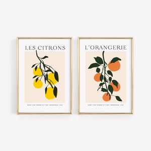 Fruit Market Prints, Lemon Print, Les Citrons Decor, Lemon Decor, Kitchen Decor, Kitchen wall art, Oranges Print, Printables