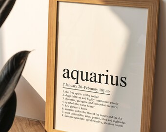 Aquarius Definition Print, Zodiac Wall Art (Digital Download)