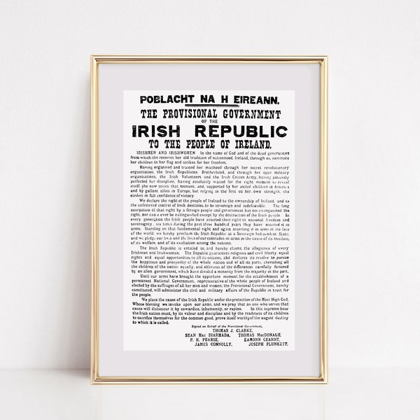 Irish Proclamation Print,  1916 Easter Rising Proclamation, Ireland Gifts, Irish Poster, Irish Art, Irish Decor, Instant Digital Download