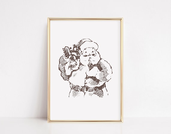 Vintage Santa Print, Trendy Santa Poster, Old Father Christmas Classroom wall art seasonal printable for Kids Room Classic Xmas DOWNLOAD