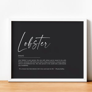 Lobster definition print, Soulmate gift, boyfriend gift, girlfriend gift, anniversary gifts, wedding gift, husband gift, printable image 2