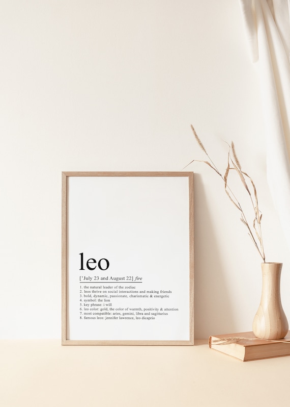 Leo Definition Print, Zodiac Astrology Gifts (digital Download