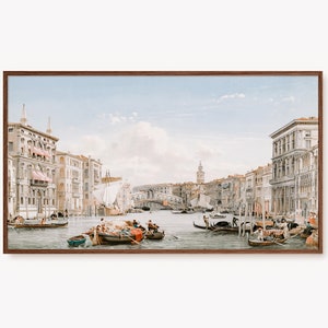 Samsung Frame TV Art Venice Canal Oil Painting | Vintage Rialto Bridge Digital Art | Antique Italian Artwork for the Frame TV Downloadable