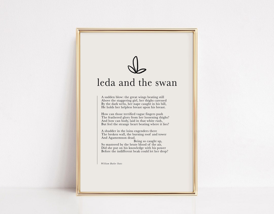 W.B. Yeats Print, Leda and the Swan Poem, Yeats Quote, Yeats Gift, Gift