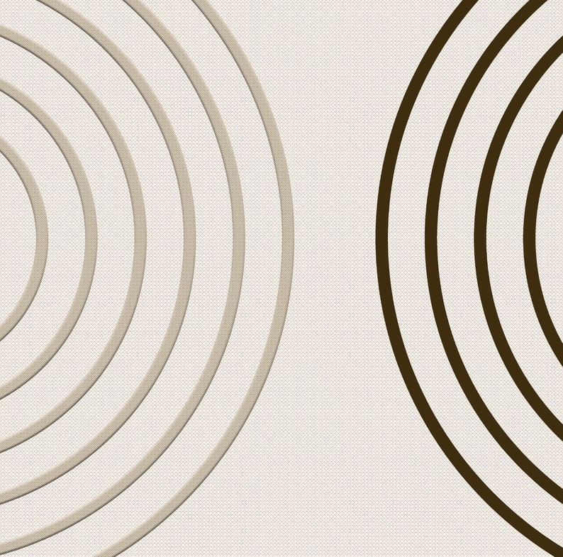 K&ouml;nnte beinhalten: Abstraktes Muster mit konzentrischen Kreisen in Beige- und Braunt&ouml;nen vor cremefarbenem Hintergrund. Die Kreise haben eine strukturierte Optik, die Tiefe erzeugt. Das Design ist einfach, aber visuell ansprechend und f&uuml;r verschiedene Anwendungen geeignet.