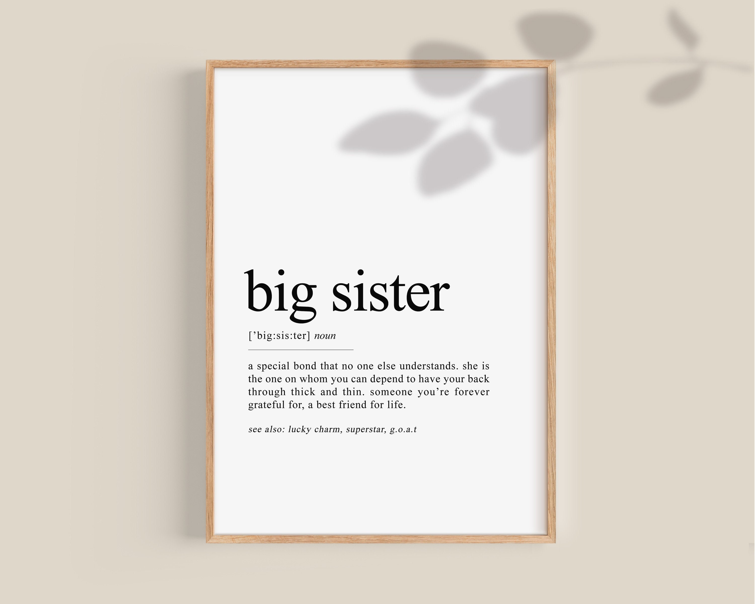 Big Sister Definition Print, Personalised Gifts, Sister Gift, Sister  Birthday Present, Sister Christmas Gifts, Special Sister Prints N010 