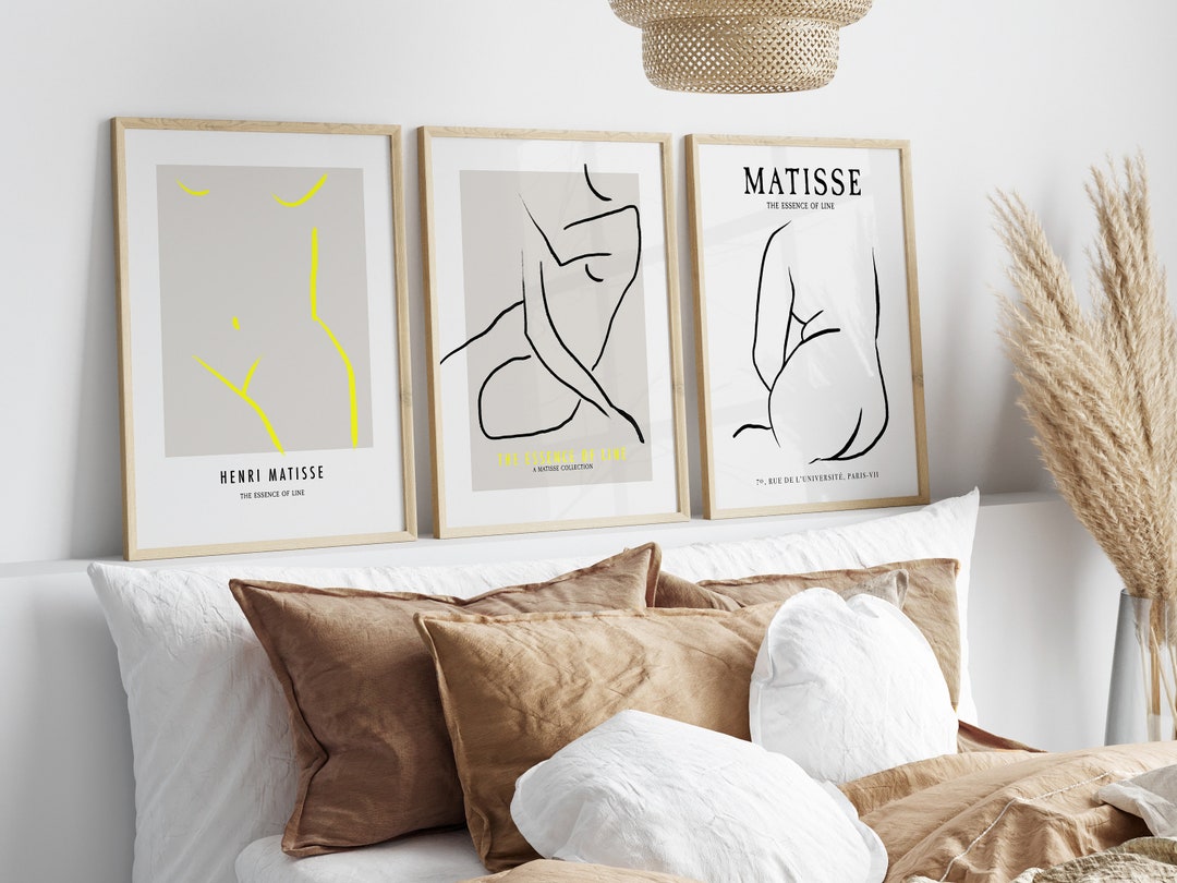 Line Art Set of 3 Prints, Matisse Style Print Set, Nude Line Drawing ...