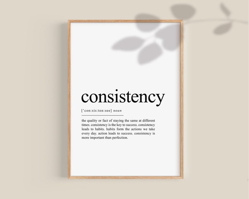 Consistency Definition Prints, office poster, office wall decor, Home Gym Sign, entrepreneur gift, inspirational quotes image 1