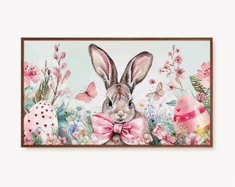 Arte TV con cornice Samsung Arte TV con cornice pasquale, Arte TV con cornice primaverile, Arte TV di Pasqua Coniglietto di Pasqua colorato, Pittura di uova di Pasqua / Download DIGITALE