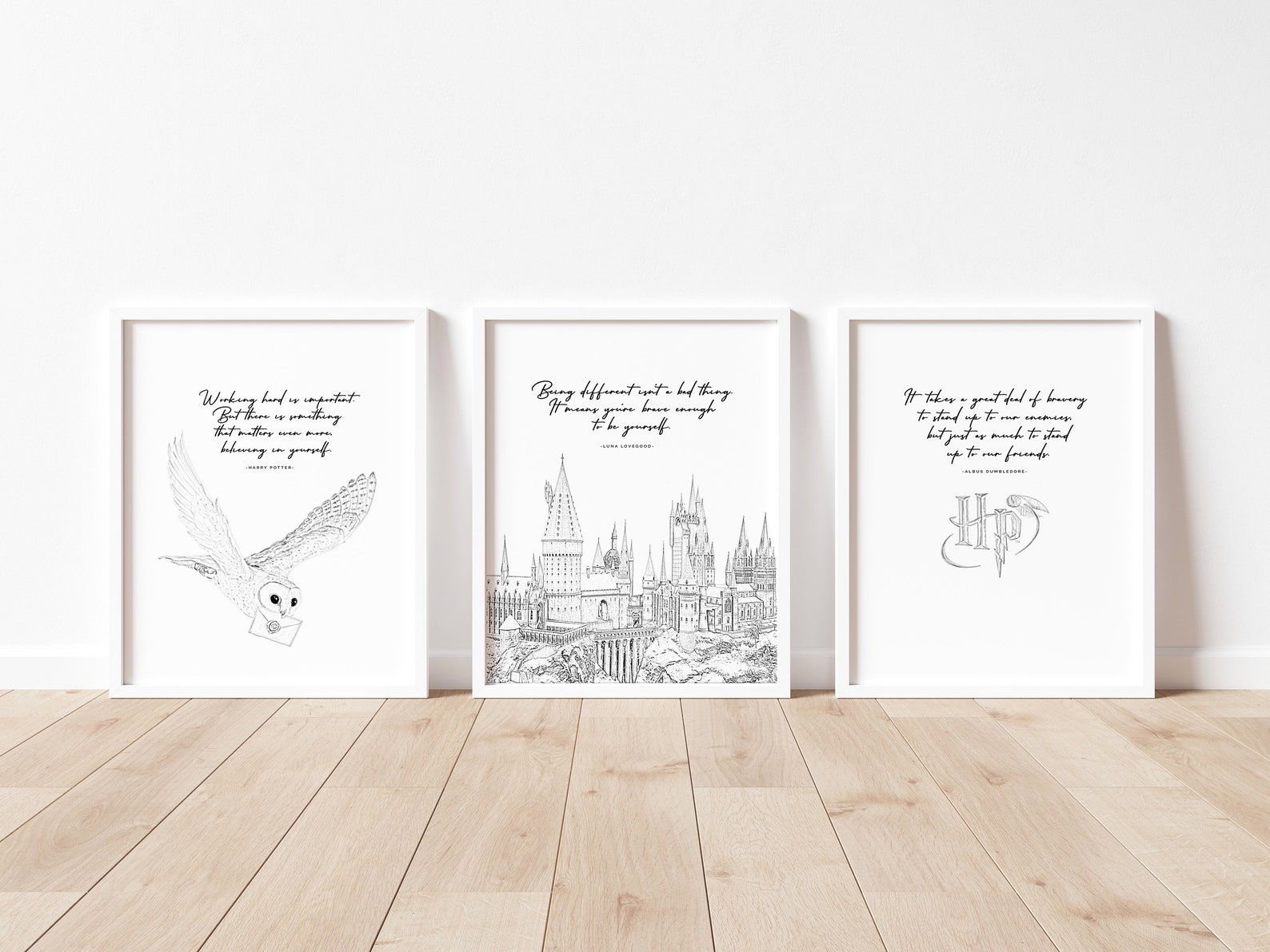 Harry Potter Wall Art Set of 3 Quotes Harry Potter Bundle Etsy