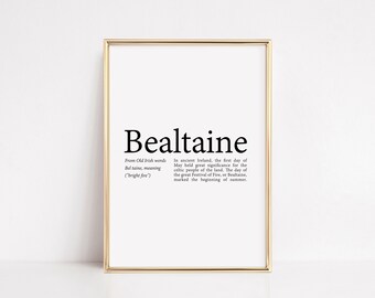 Bealtaine irische Definition Druck, Gaeilge Wandkunst (digitaler Download)