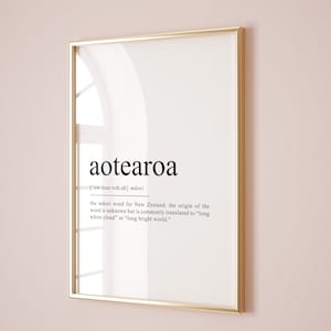 Nieuw-Zeeland poster, Aotearoa definitie print, Nieuw-Zeeland familie cadeau huwelijksgeschenken, Maori Wall Decor Maori afdrukbare kunst digitale download afbeelding 2