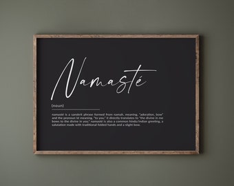 PRINTABLE Namaste Print, Namaste Poster, Yoga Wall Art, Meditate Print, Bedroom wall art, Spa and Wellness Center Decor DIGITAL DOWNLOAD