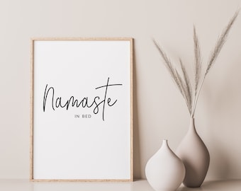 Namaste in Bed Print, Minimalist Bedroom Decor (Digital Download)
