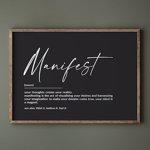 Manifest Definition Print, Manifest Poster, Manifest Prints, LOA wall decor, Law of Attraction home decor, Mindfulness gift