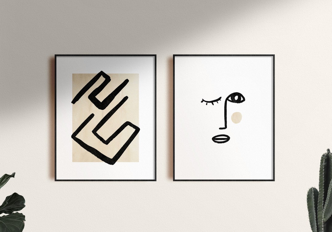 Set of 2 Abstract art prints Set of 2 prints Abstract line Etsy.de