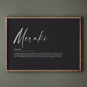 Meraki Print, Meraki Definition Poster, Meraki Wall Art, Greek Definition, Inspirational Quote, Affirmation print, Printable