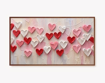 Marco de San Valentín para TV, arte, decoración de San Valentín, Samsung Art Tv, pintura de corazones de amor para Smart TV, protector de pantalla de boda moderno, DESCARGA DIGITAL