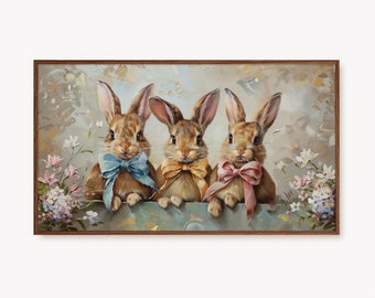 Samsung Rahmen TV Kunst Osterrahmen TV Kunst, Frühling Rahmen Tv Kunst, Ostern Tv Art Pastell Osterhasen, Kaninchen Bögen | Sofort Download