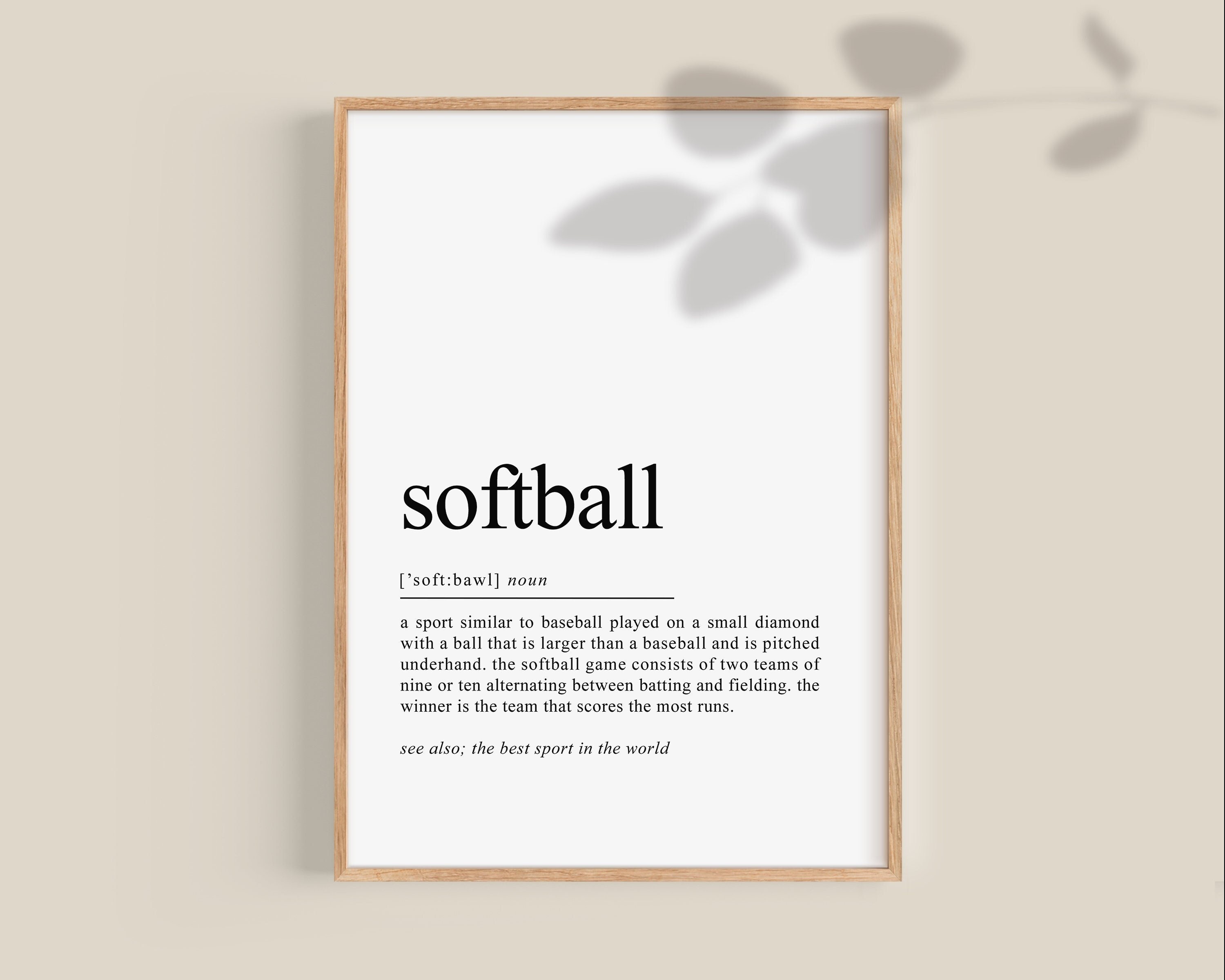 Softball Definition Print, Softball Girls Gift Poster, Softball Wall Art, Softball Wall Decor Teen room decor, Printable Digital DOWNLOAD