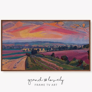 Samsung Frame TV-Kunst: Landschaftsgemälde in Öl | Farbenfrohes Vintage-Kunstwerk für The Frame TV | Ländlicher Stil | Abstraktes Gemälde (Digitaler Download)