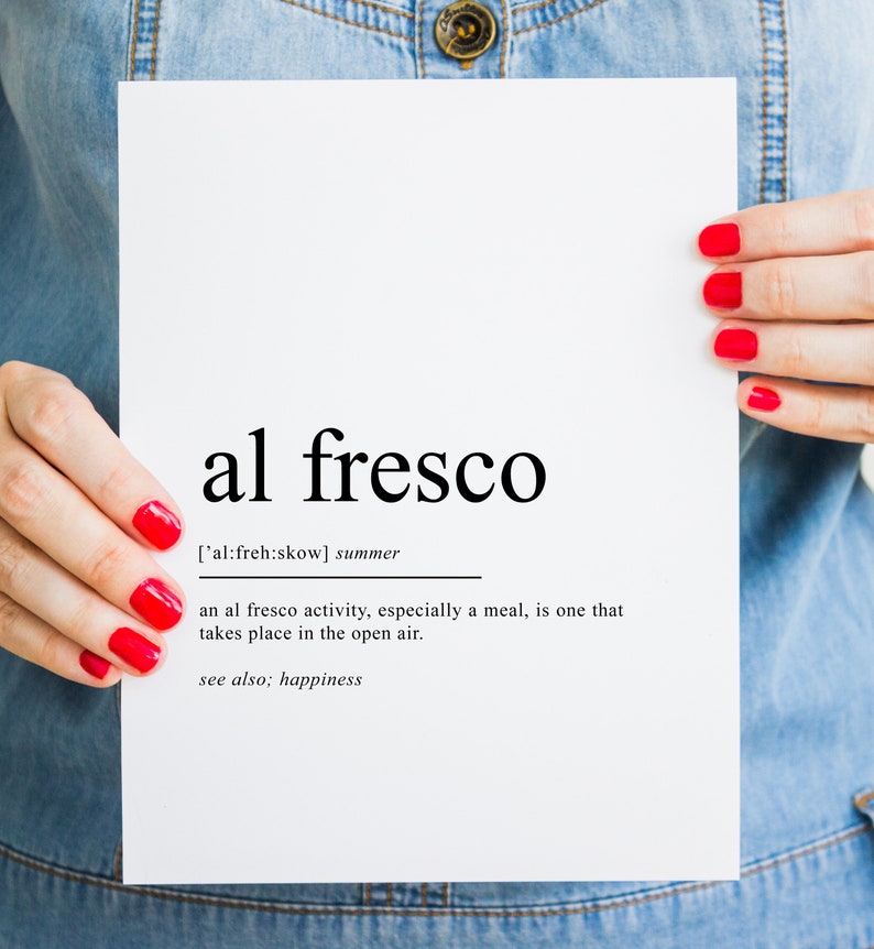 Al Fresco Definition Print Alfresco Poster Italian Wall Art Etsy