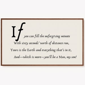 Samsung Frame TV Art Quote | Rudyard Kipling If Poem for the Digital TV | Inspirational Quotes Neutral Minimalist Wall Art, Instant Download