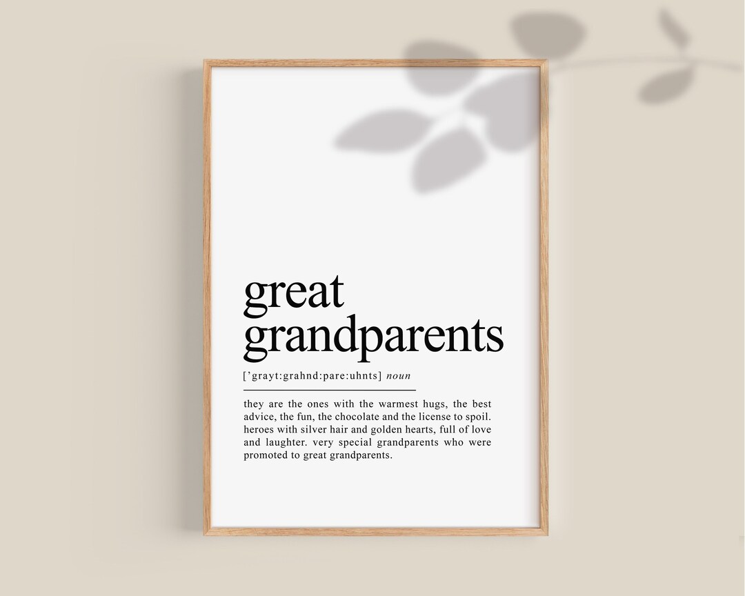 Great Grandparents Definition Print, Personalised Great Grandparent ...