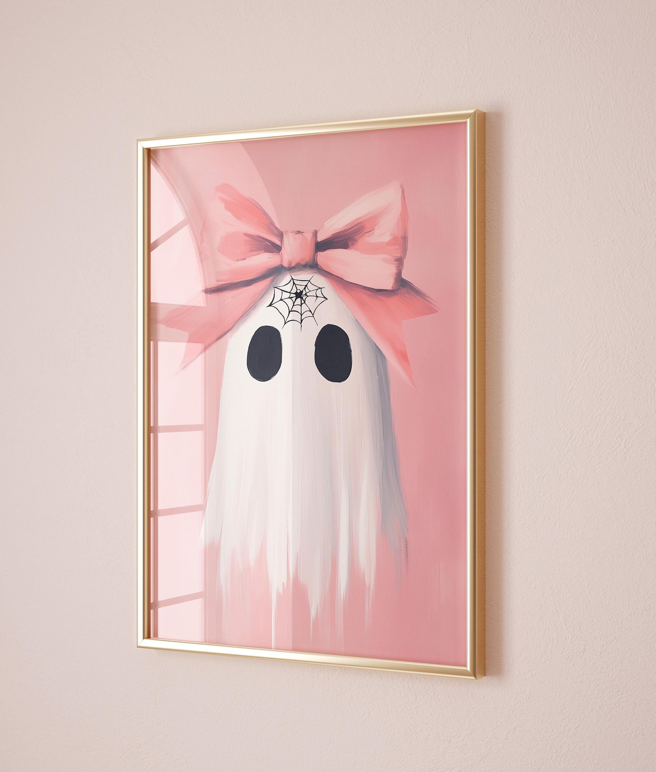 Halloween Ghost Prints Set of 2 Halloween Printables Halloween Decor Halloween Nursery Art Paintings Bow Coquette Room Decor Digital Prints