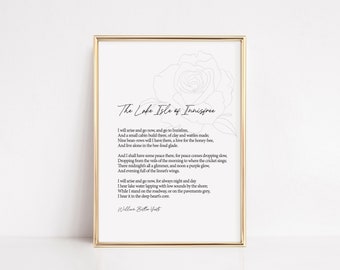 Poema de William Butler Yeats, Isla del lago de Innisfree, W.B. Yeats Wall Art, Yeats Poem, Regalo de maestro, Regalos literarios, imprimible