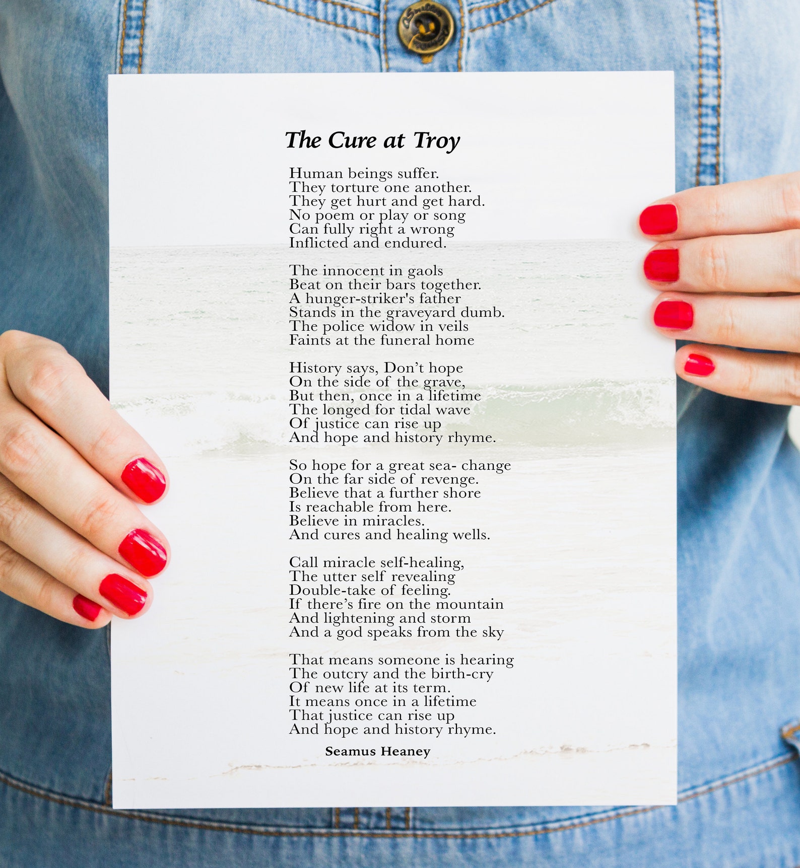 Seamus Heaney Print Seamus Heaney Poem The Cure at Troy | Etsy
