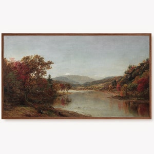 Lake Landscape Frame TV Art Stunning Vintage Painting Moody Spring Mountain Scene Trending Antique Countryside Image Rustic Tv Screensaver