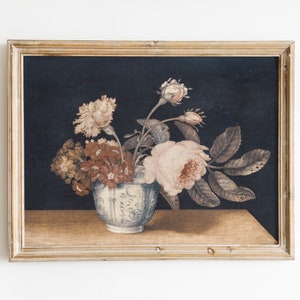Vintage Blumen Wand Kunst Antike Stillleben Gemälde Küchenkunst Vintage Blumen Kunstdruck Rustikale Wanddekoration Bauernhaus Dekor digitaler Download