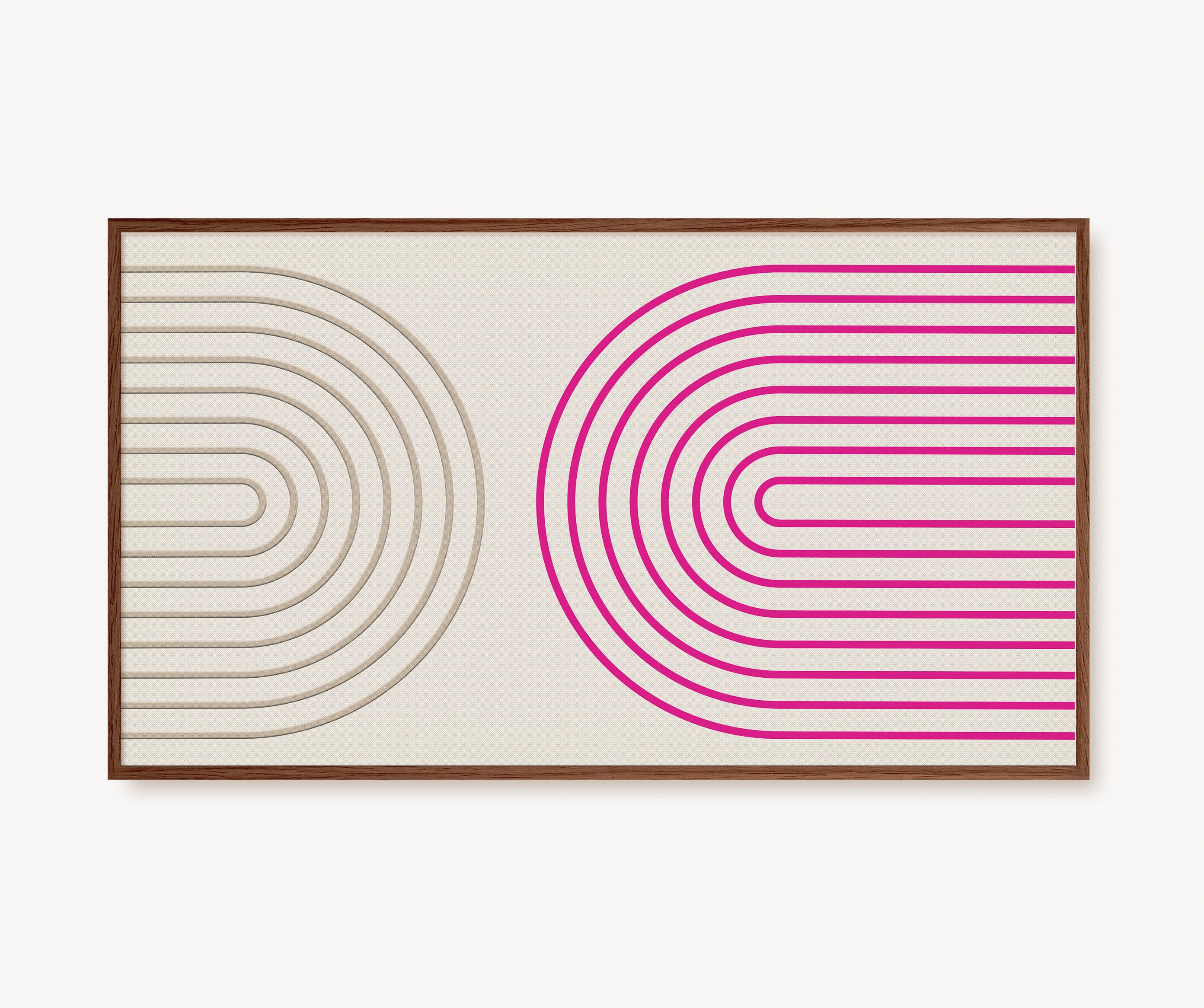 Samsung Frame TV Pink Abstract Retro Rainbow Art for 4k TV, Mid Century Modern Shapes | Trendy Geometric Minimal Artwork, DIGITAL Download